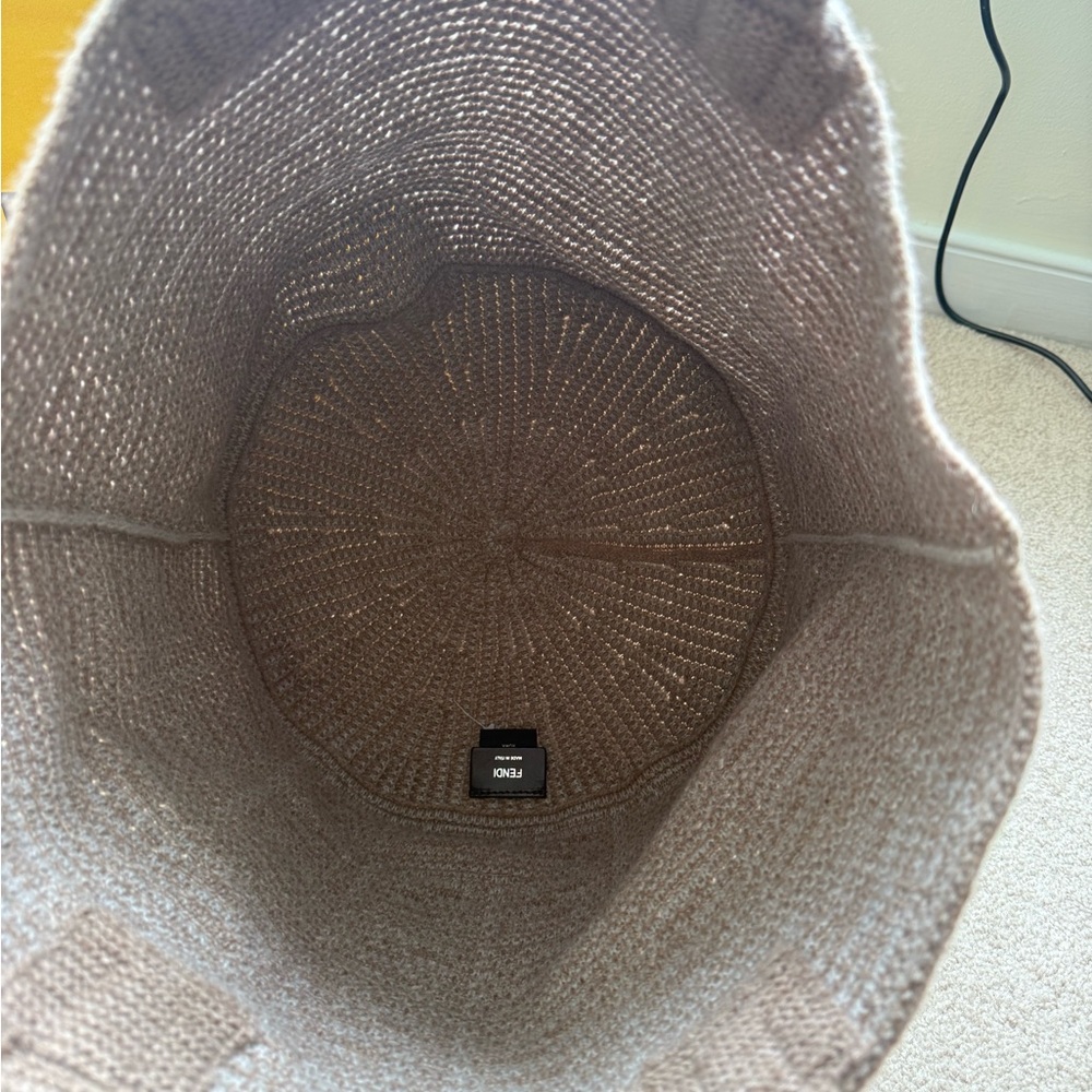 Fendi Brown Beige FF Knit Beach Tote - Picture 3 of 6